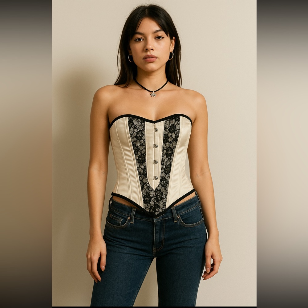 ASOS Cream and Black Lace Corset